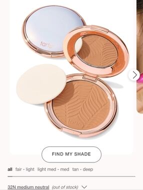 tarte Amazonian clay blurring powder foundation- 32N Medium Neutral NEW No Box